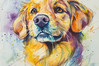 draw custom pet portrait or pet illustration in style