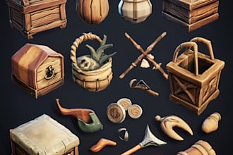 craft unique 2d game art props, icons, items, objects