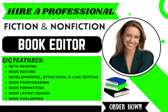 proofread and edit, format fiction books, nonfiction novel, children book editor