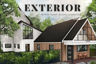 draw exterior and architectural render sketch