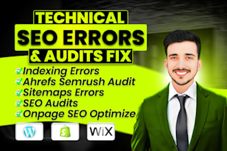 fix technical SEO errors, semrush, ahrefs site audit search console errors