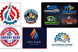 design modern logo hvac oil gas plumbing heating solar air conditioning business
