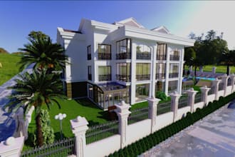 render 3d exterior design,architecture,commercial building,modern house,3ds max