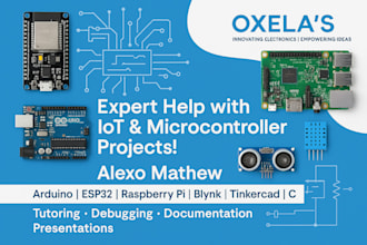 design and assist in electronics projects using arduino, esp32,  raspberrypi