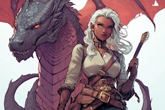 draw dnd character art, dnd party, fantasy illustration or concept art