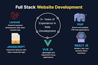 develop modern websites using laravel, PHP, vue, react