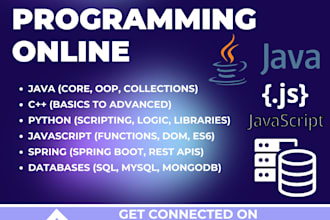 teach you java, cpp, python, javascript spring  database