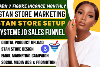 setup stan store,stan store marketing,stan store design, systeme io sales funnel