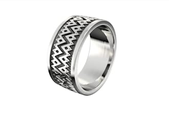 make a design, 3d model and render of the ring with symbolic ornament