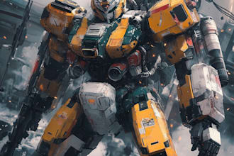 do anime style mecha robot and friendship portrait