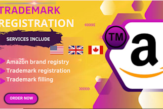 perform trademark search, register brand with a trademark in the US, UK, canada