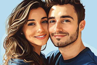 draw couple portrait for wedding illustration