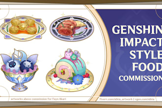 draw food illustration in genshin impact style