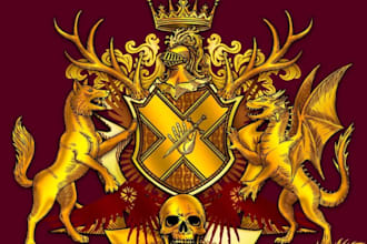 draw custom vintage heraldic crest logo design