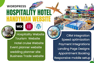 design hospitality tourism website hotel cruise travel event planner wedding crm
