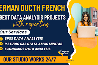 do statistical data analysis, coding in r studio, r programming, spss, excel