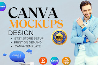 create canva mockups and SEO optimized etsy listings for your printify pod store