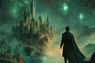 draw fantasy illustration book cover for you