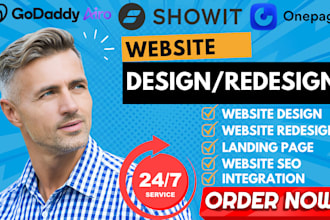 design showit lead capture landing page or one page io and godaddy airo website
