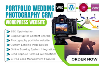 design portfolio website wedding videographer photography modelling crm website