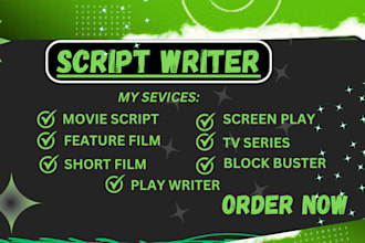 write screenplays, film pitch deck, and true crime scripts