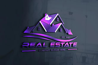 create unique luxury real estate, property, construction, roofing logo design