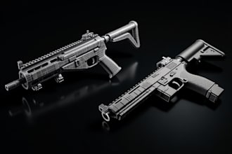 create high quality 3d weapon gun and prop models for games and 3d printing