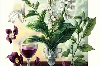 create amazing botanical vector line art illustration