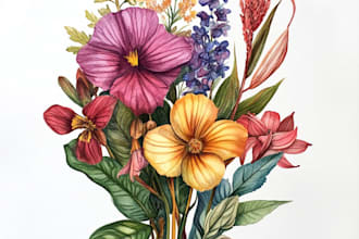 draw realistic botanical watercolor illustration
