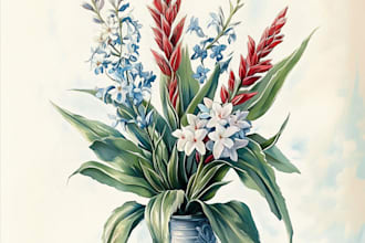create a realistic botanical illustration and drawing