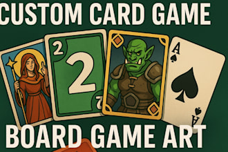 design card game art, board card game illustration poker card oracle vector card