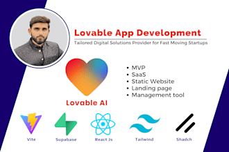 develop lovable ai app, mvp, saas and bug fix