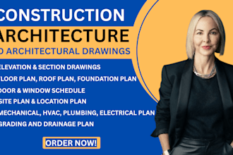 do 2d architecture and architectural construction drawings for permit drawing