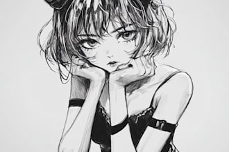 draw black and white manga and anime art