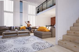 create 3d interior design for kitchen,living room,bathroom, office, shop, studio