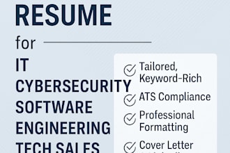 write an ats resume for IT cybersecurity software engineering or tech sales jobs