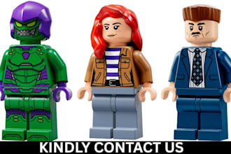 design 3d lego model, 3d lego set, lego minifigure toy, lego character, 3d print