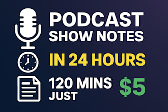 listen and write SEO, podcast show notes in 24 hours