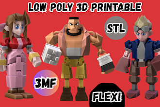 model 3d printable articulated models low poly 3d action figure flexi toy 3d bjd