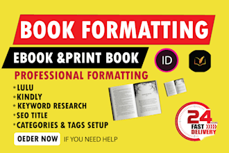 do professional book formatting for your book store amazon KDP and kindle