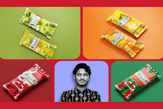 do product label, box package, pouch, paper bag, and foil package design