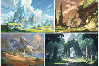 create real fantasy background and environment concept art