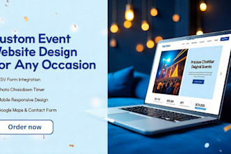design a custom event website or rsvp wedding website event booking website