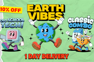 draw vintage retro cartoon logo character for t shirt cartoon design