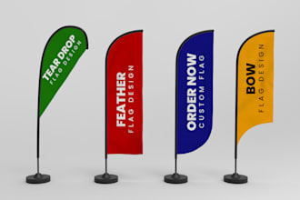 design premium feather, teardrop and bow flags