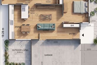 draw floor plan in autocad then render in photoshop and illustrator