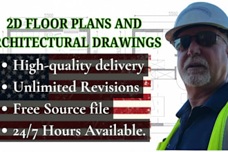 draw 2d floor plan or any other architectural blueprints drawings in autocad