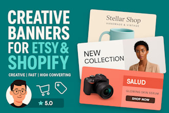 design website banner etsy shopify banner for product or fashion ecommerce