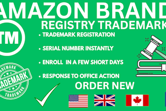 do amazon brand registry trademark registration in USA, canada, and UK