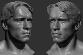 do 3d head model, bust, face, helmet, 3d animation, 3d design for 3d printing